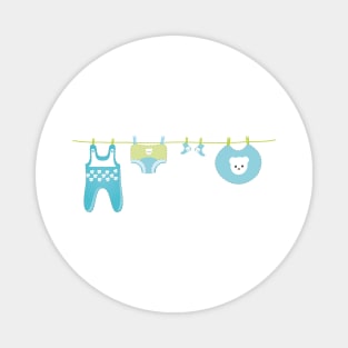 Baby newborn announcement card, baby boy blue, green Magnet